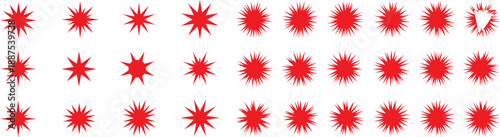 starburst, red starburst, sunburst, burst shape, explosion shape, badge shape, sale badge, promo badge, discount badge, sticker shape, label shape, burst icon, starburst icon, vector shape, burst 