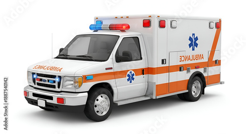 Wallpaper Mural Ambulance Vehicle Modern Design Orange Stripes Emergency Lights on White Background for Medical Emergency Services Torontodigital.ca