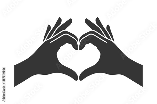 ハートのハンドサインのシルエットアイコン