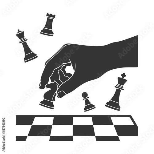 チェスを指す手のシルエットアイコン
