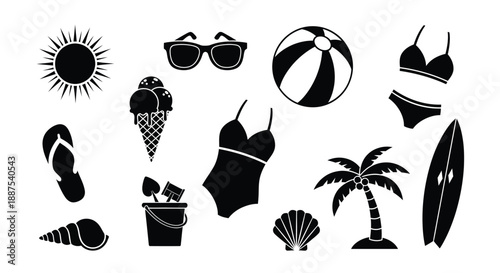 Summer vacation icons collection