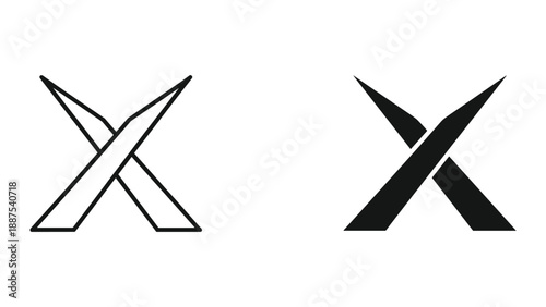 Crossed scissors icon set