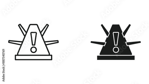Warning sign icon set with exclamation mark