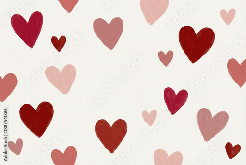 Hand drawn heart pattern on paper texture for whimsical Valentine design