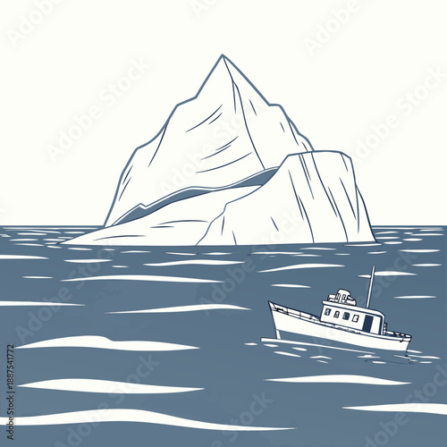 Iceberg and boat