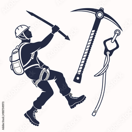 Mountaineer with climbing gear