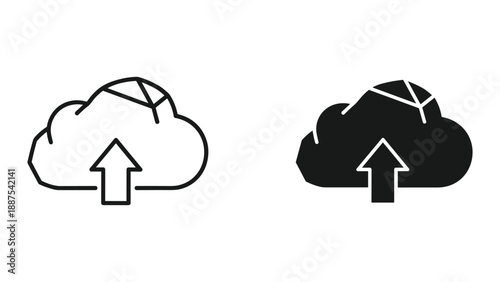 Cloud upload icon set in simple design