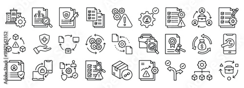 Business Continuity Planning icon collection. Containing design Business Resilience, Communication Plan, Contingency Plan, Facility Management , Business Continuity Team