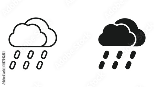 Rainy weather cloud icon set