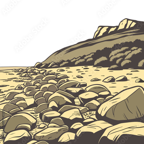 Rocky shoreline illustration