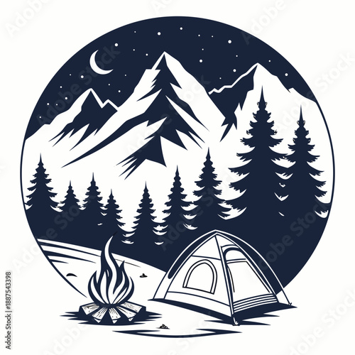 Nighttime camping in the mountains