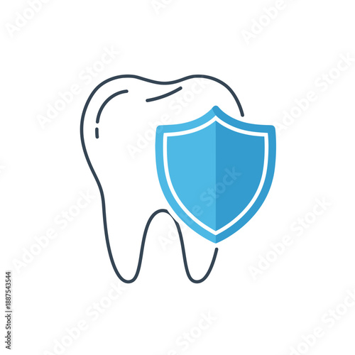 Abstract illustration of a healthy tooth shielded by a protective barrier, symbolizing strong dental health, oral hygiene, and reliable tooth care for a bright smile