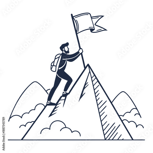 Mountaineer reaching summit