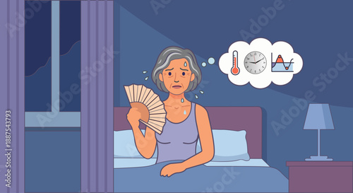 Older Person Experiencing Night Sweats in Bed