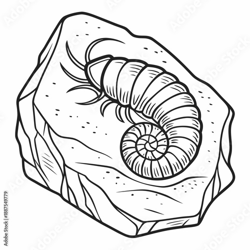 Fossilized shell on rock