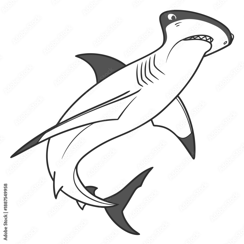 Fototapeta premium Hammerhead shark illustration