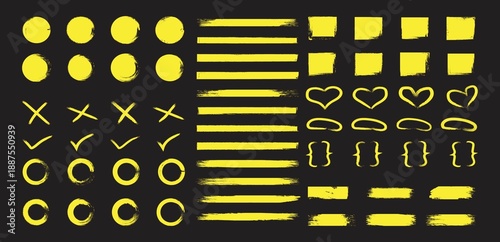 Highlighters markers in hand-drawn style. Highlighters, hand drawn underline.  Doodle border crayon underline in sketch style. Vector illustration. 