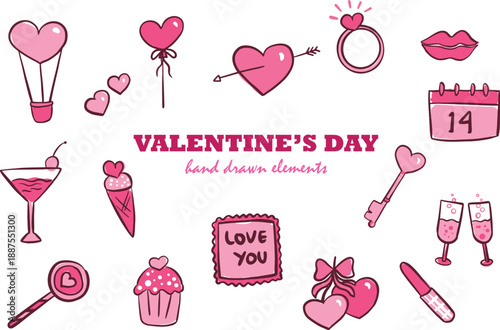 hand drawn valentine's day ellements 