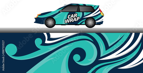abstract car decal wrap design, car wrap template,  editable car wrap design, racing background, eps 10