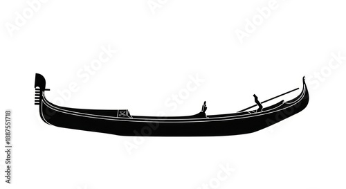 Wallpaper Mural Black silhouette of a gondola with paddle on white background Torontodigital.ca