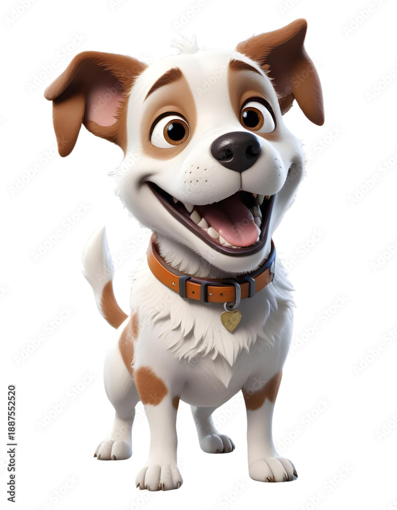 Fototapeta premium Cute 3D Rendered Dog Character Sitting Isolated on Transparent Background
