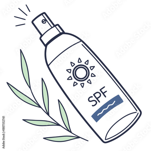 Illustration of a sunscreen spray bottle