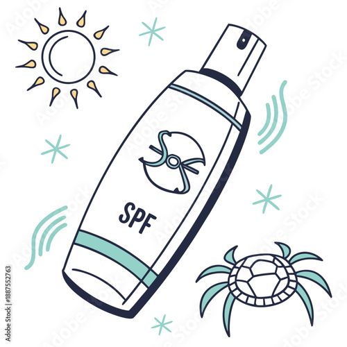 Illustrated sun protection bottle