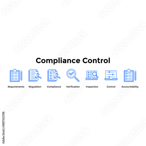 Compliance Control Banner Web Icon Vector Illustration Concept For Requirements, Regulation, Compliance, Verification, Inspection, Control, Accountability