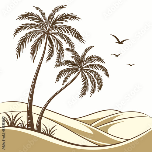 Tropical beach with palm trees