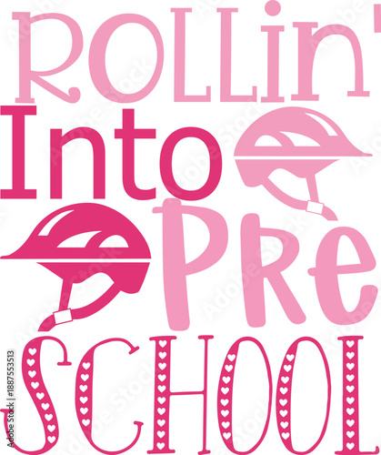 Sweet illustration of a child rolling into preschool, ready for fun and learning