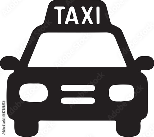 Taxi Icon – Front View of Cab with Roof Sign