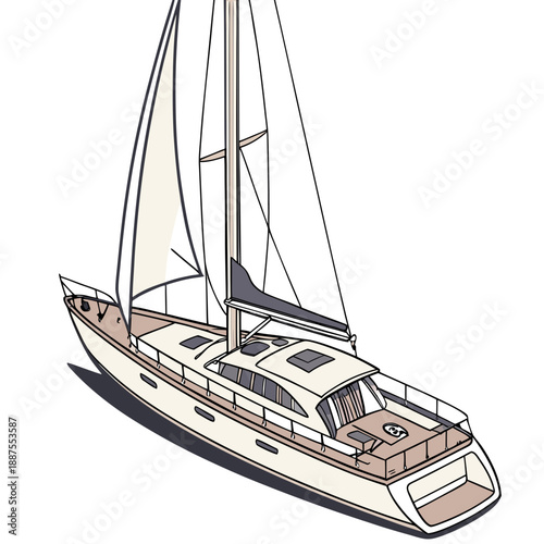 Sailing yacht illustration