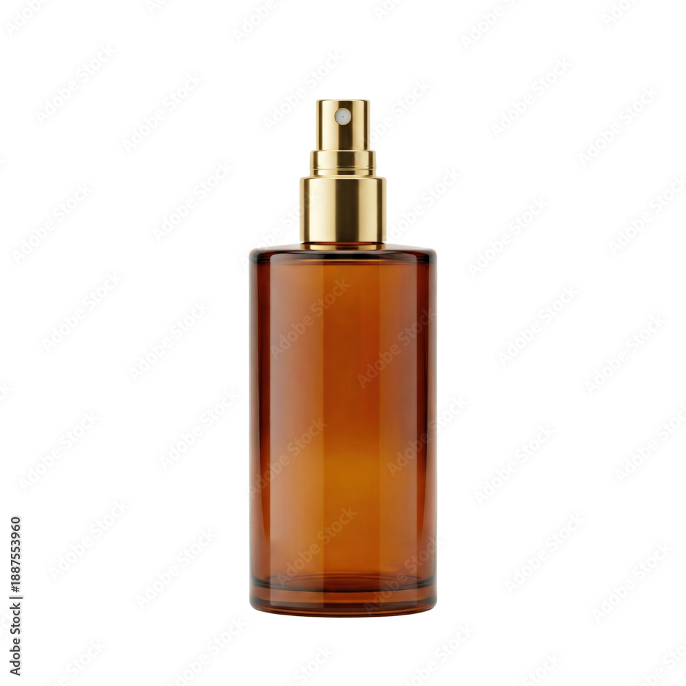 Obraz premium Amber Glass Spray Bottle With Gold Cap