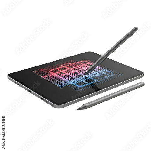 Digital Tablet with Stylus on Screen Display.
