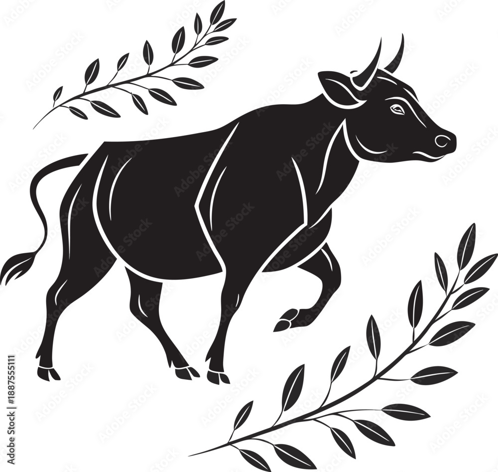 Fototapeta premium silhouette of a cow