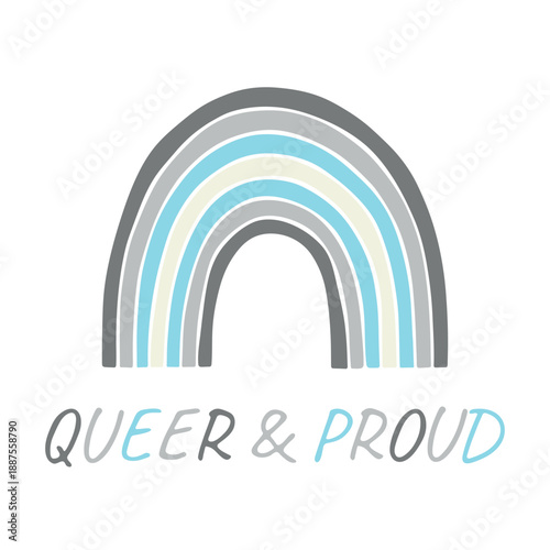 Colorful rainbow shape Demiboy pride flag Happy pride day LGBTQIA community Pride Month Vector hand drawn doodle for posters, stickers, logo, cards