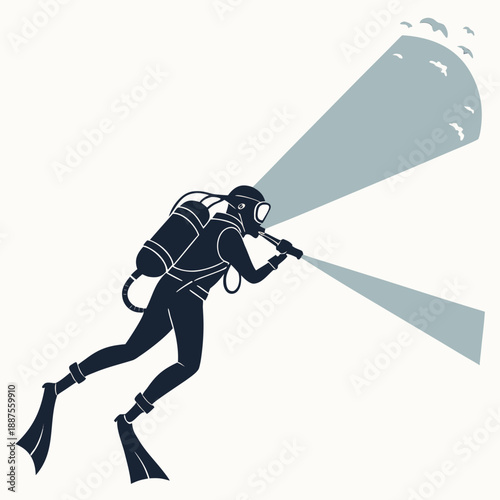 Scuba diver with torch