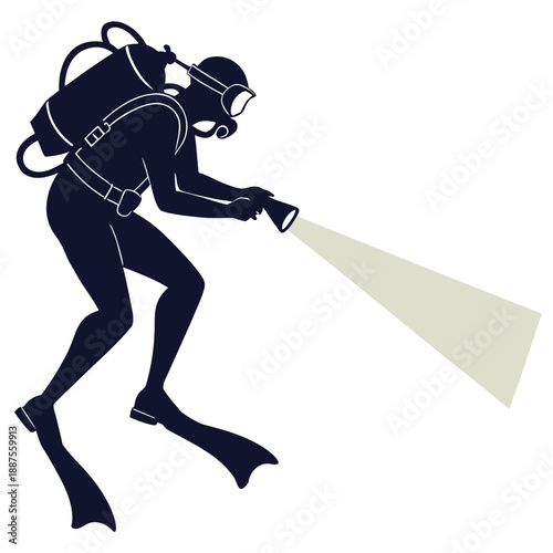Scuba diver with flashlight