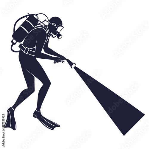 Scuba diver with flashlight