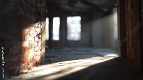 Sunlit abandoned interior