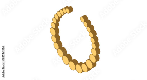 Elegant beaded collar necklace with golden hues isolated on white background, featuring round beads in a minimalist design