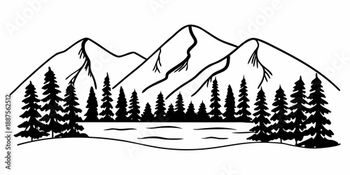 Mountain landscape with forest