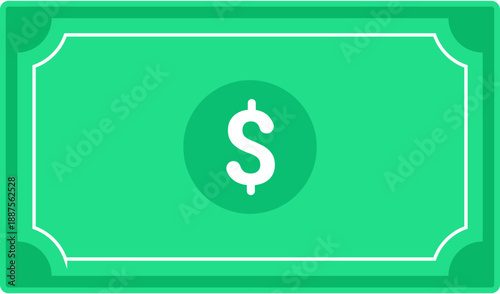 A green dollar bill with a white dollar sign
