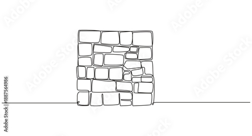 brick wall one continuous line art drawing.8