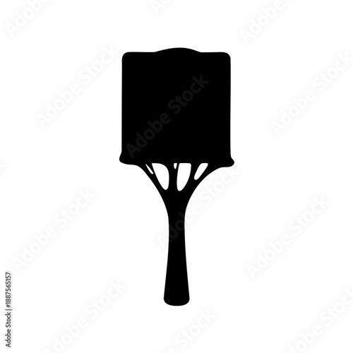 black silhouette of a paddle or spatula kitchen utensil on white background
