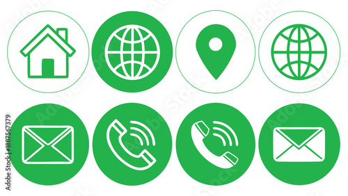 Set of 8 green business icons vector