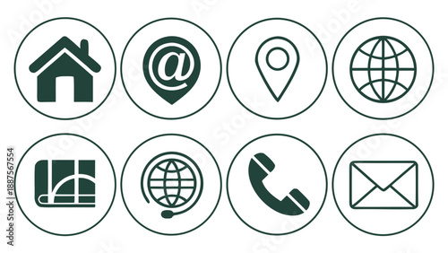 Set of 8 business and communication icons vector