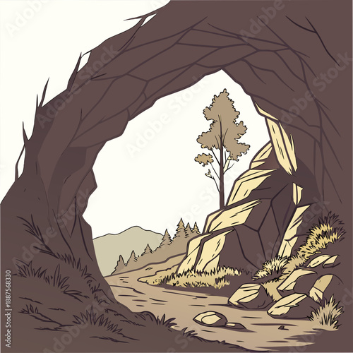 Natural archway in a mountain landscape