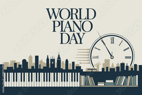 World Piano Day Music Instrument Celebration Typography Illustration