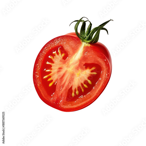 Wallpaper Mural Fresh Tomato Slice Isolated on White Background, Generative AI Torontodigital.ca